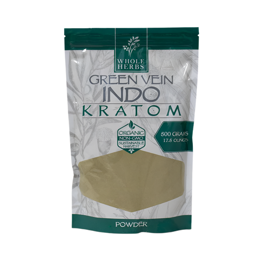 WHOLE HERBS KRATOM POWDER 500G / 17.5OZ - INDO GREEN VEIN - Seven Tech