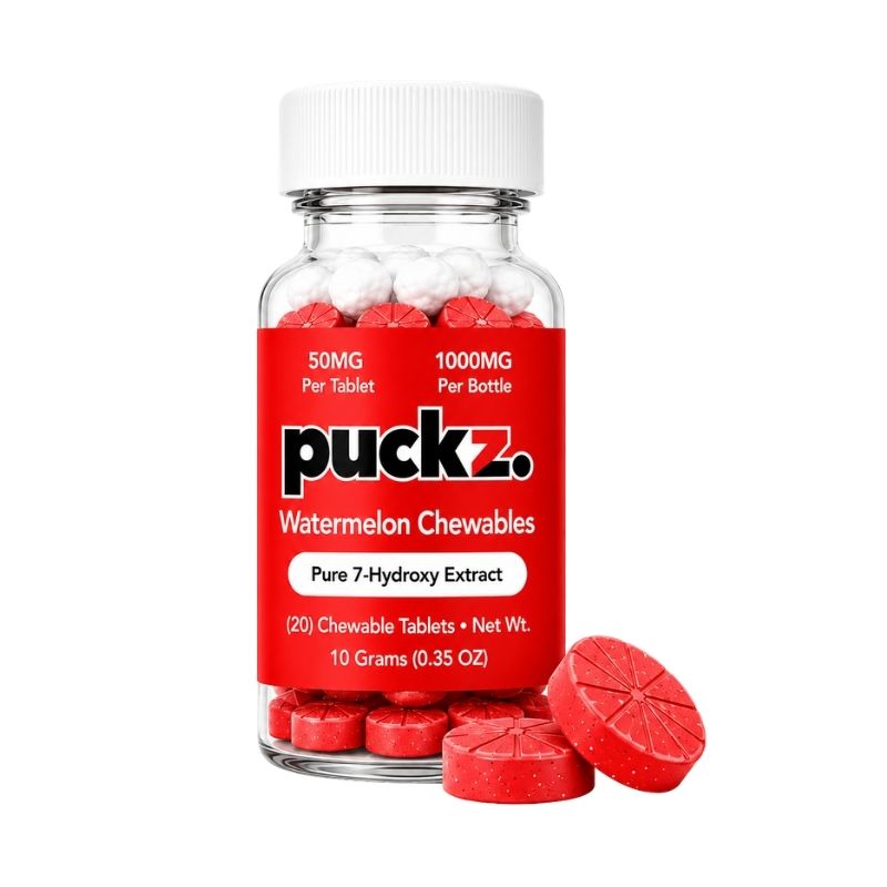 Puckz Pure 7-Hydroxymitragynine Extract Chewable Tablets Bottle 20ct 50mg Per Tablet