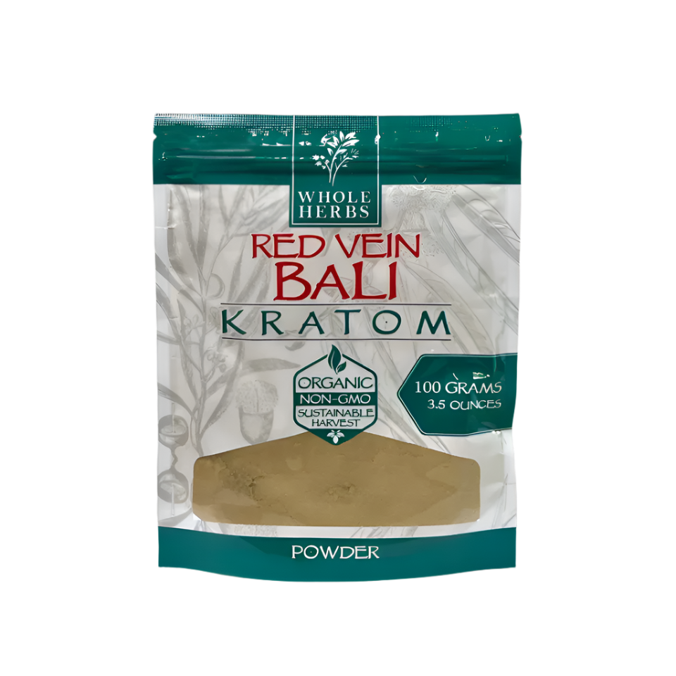 WHOLE HERBS KRATOM POWDER 100G 3.5OZ - BALI RED VEIN - Seven Tech