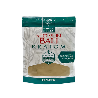 WHOLE HERBS KRATOM POWDER 100G 3.5OZ - BALI RED VEIN - Seven Tech