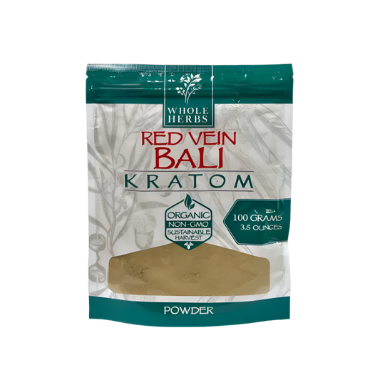 WHOLE HERBS KRATOM POWDER 100G 3.5OZ - BALI RED VEIN - Seven Tech