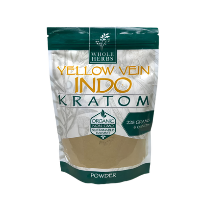 WHOLE HERBS KRATOM POWDER 225G / 8OZ - INDO YELLOW VEIN - Seven Tech