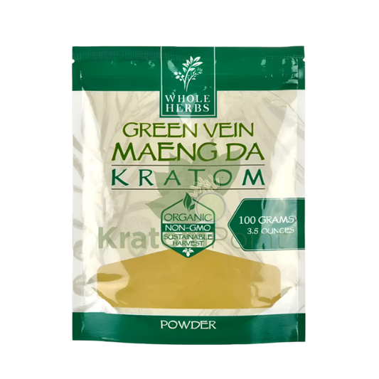 WHOLE HERBS KRATOM POWDER 100G / 3.5OZ - MAENG DA GREEN VEIN - Seven Tech