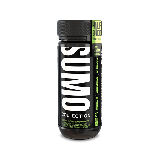 HALF BAK'D D9 SUMO 25CT 420MG PER GUMMY - WILD WATERMELON - Seven Tech