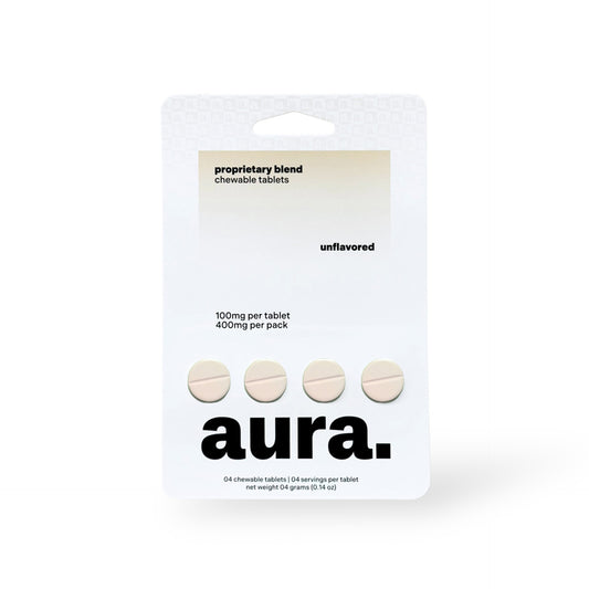 AURA. PROPRIETARY BLEND KRATOM CHEWABLE TABLETS 100MG 4CT - UNFLAVORED