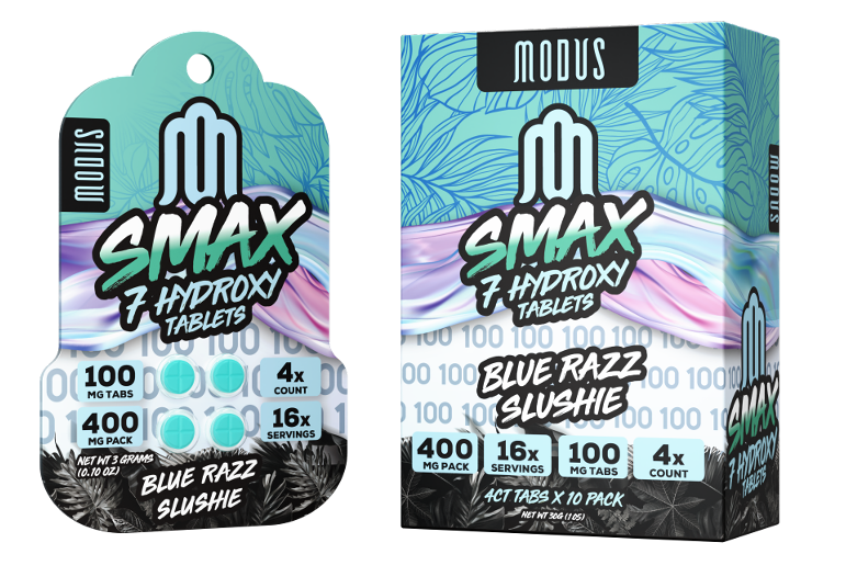MODUS SMAX 7-HYDROXY TABLETS 100MG 4CT - BLUE RAZZ SLUSHIE - Seven Tech
