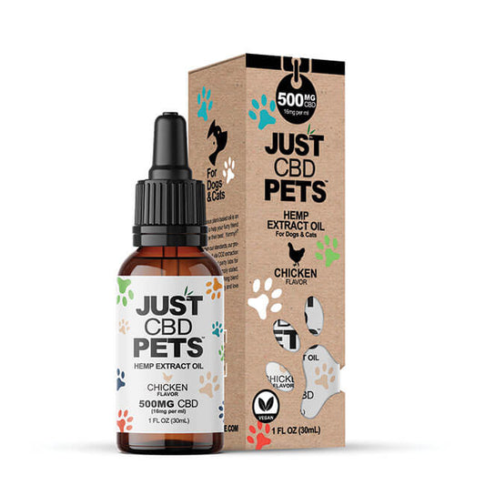 JUST PETS CBD OILS TINCTURE 500MG 1FLOZ - CHICKEN FLAVOR