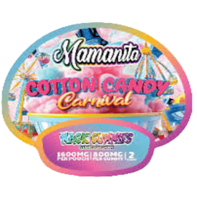 Mamanita Cotton Candy Magic Gummies Mushroom Candy 2pcs 800mg 1600mg Per Pkg