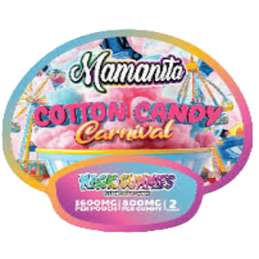 Mamanita Cotton Candy Magic Gummies Mushroom Candy 2pcs 800mg 1600mg Per Pkg