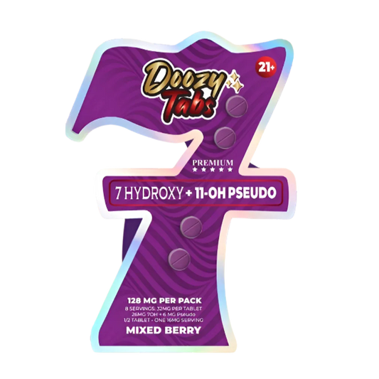Doozy Tabs 4ct 7OH+11OH Pseudo Chewable Tabs Mixed Berry 32mg per Tablet - Seven Tech