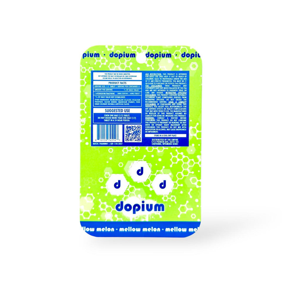 DOPIUM 7-HYDROXY CHEWABLE TABLETS 3CT 60MG PER TABLET - MELLOW MELON