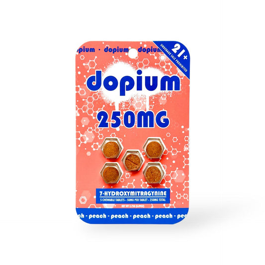 DOPIUM 7-HYDROXY CHEWABLE TABLETS 5CT 50MG PER TABLET - PEACH