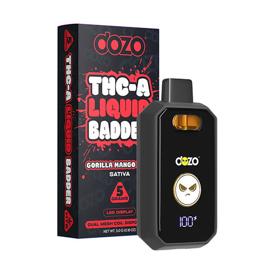 DOZO - THC-A LIQUID BADDER 5G DISPOSABLES - GORILLA MANGO HAZE - SATIVA