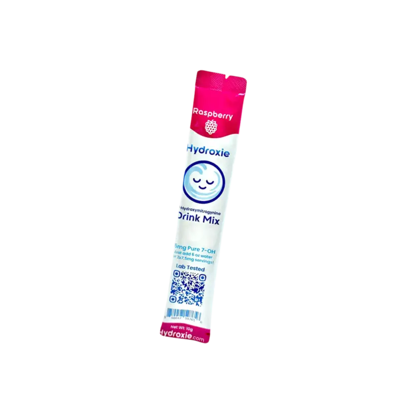 Pink and white Hydrasie drink mix packet with a sleepy face logo.