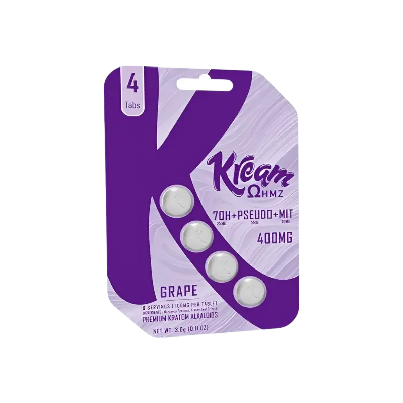 Kream 4ct 7OH + Psuedo + Mit Grape Chewable Tabs 30mg per Tablet - Seven Tech