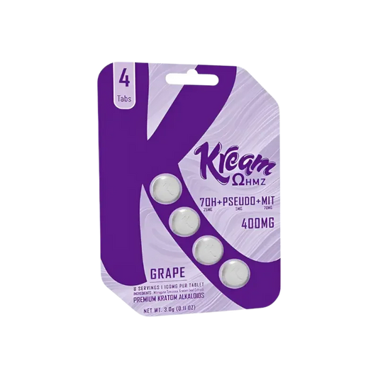 Kream 4ct 7OH + Psuedo + Mit Grape Chewable Tabs 30mg per Tablet - Seven Tech