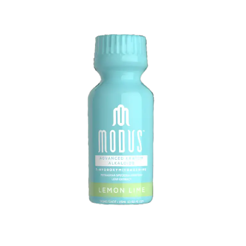 Light blue bottle of Modus brand lemon-lime beverage.