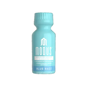 Light blue plastic bottle with ’Modus’ branding.