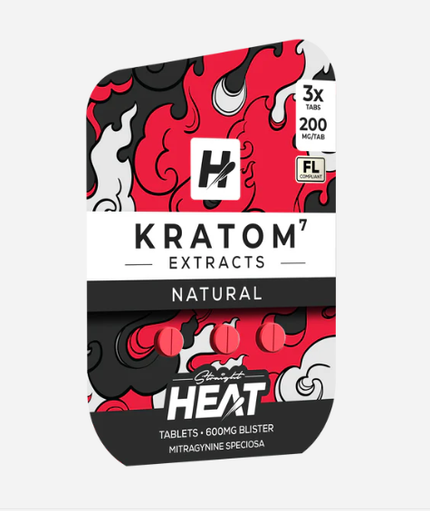 STRAIGHT HEAT KRATOM EXTRACT TABLETS 200MG 3CT - NATURAL