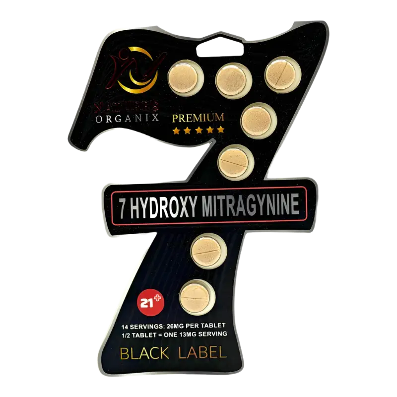 7-Hydroxy Mitragynine supplement blister pack.