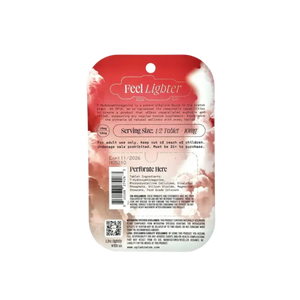 Red product packaging label with text and ingredients information.