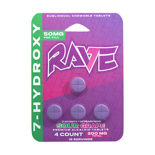 Rave 4ct 7OH Chewable Tabs Sour Grape 50mg per Tablet
