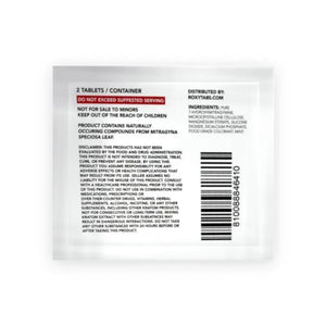 Kratom supplement packaging with dosage and warning information.