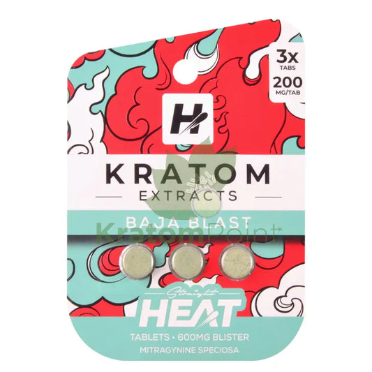 STRAIGHT HEAT KRATOM EXTRACT TABLETS 200MG 3CT - BAJA BLAST