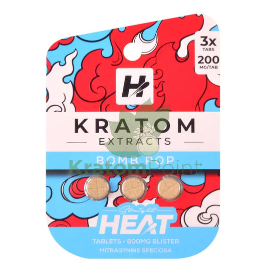 STRAIGHT HEAT KRATOM EXTRACT TABLETS 200MG 3CT - BOMB POP