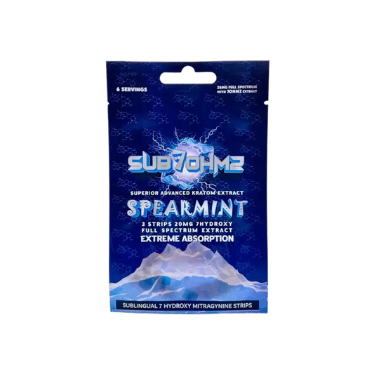 Blue package of Supreme brand Spearmint sublingual absorption strips.