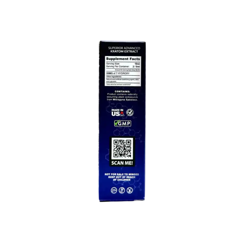 Blue product box with a QR code and supplement facts panel.