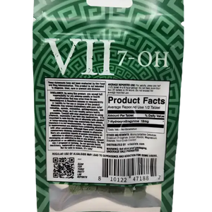 Green and white product package with ’VII-OH’ branding and nutritional information.