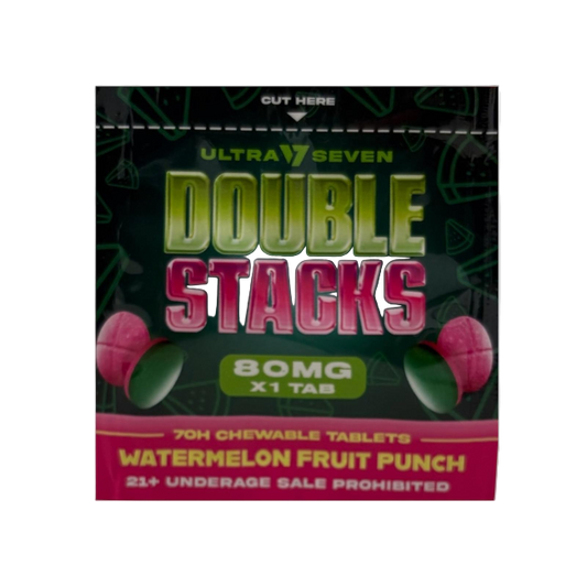 Ultra Seven Double Stacks 1ct 7OH Chewable Tab Watermelon Fruit Punch 80mg Per Tablets - Seven Tech